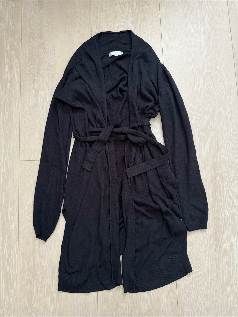 Camber & Grace Longline Tie-Front Black Cardigan Sweater